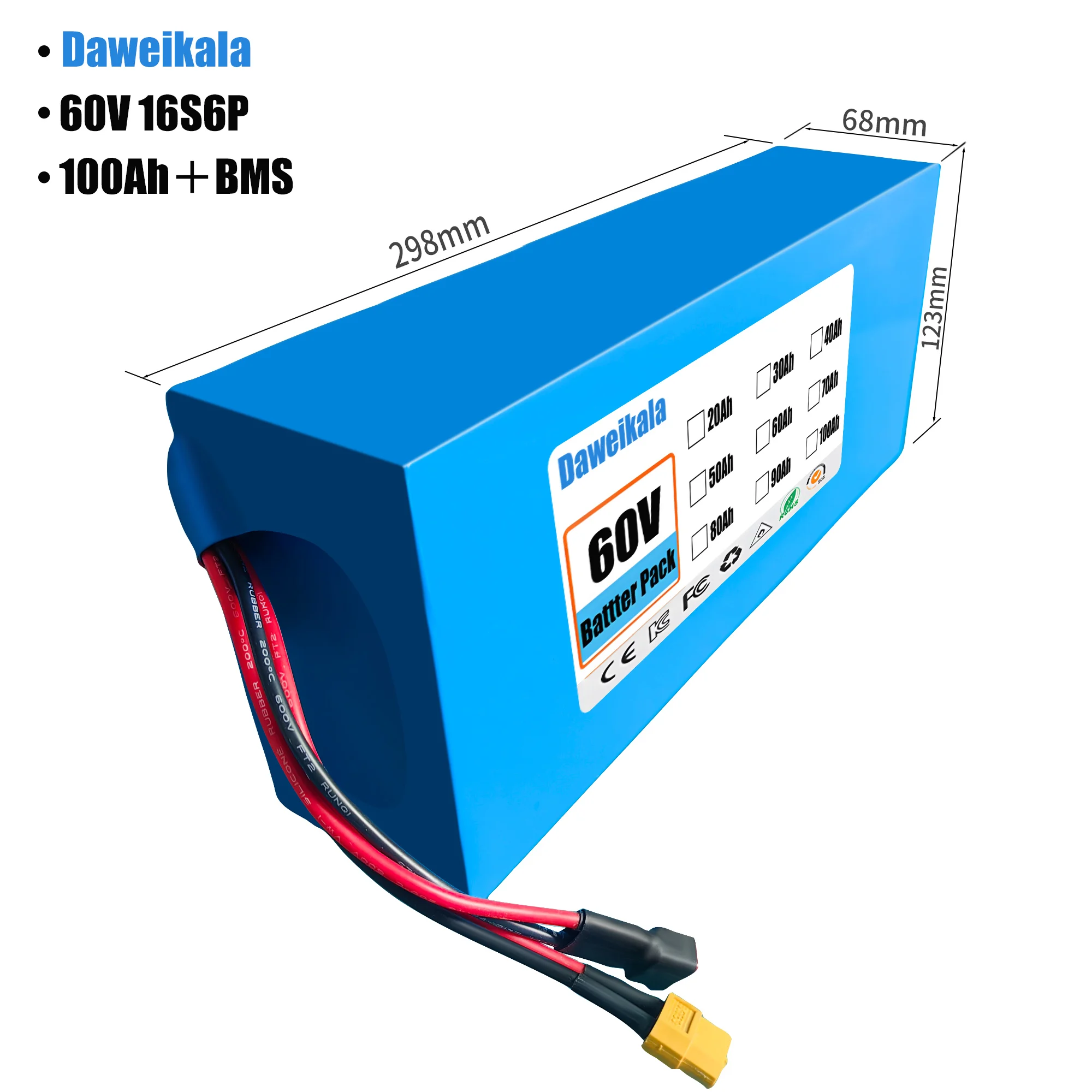 60V 50Ah Electric Scooter Battery - 60V 100Ah 16S6P ebike 배터리 18650